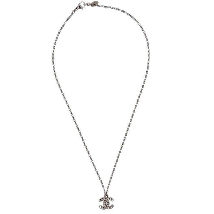 Chanel 2010 Crystal & Silver CC Necklace