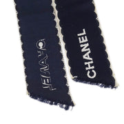 Chanel Bow Brooch Pin Navy