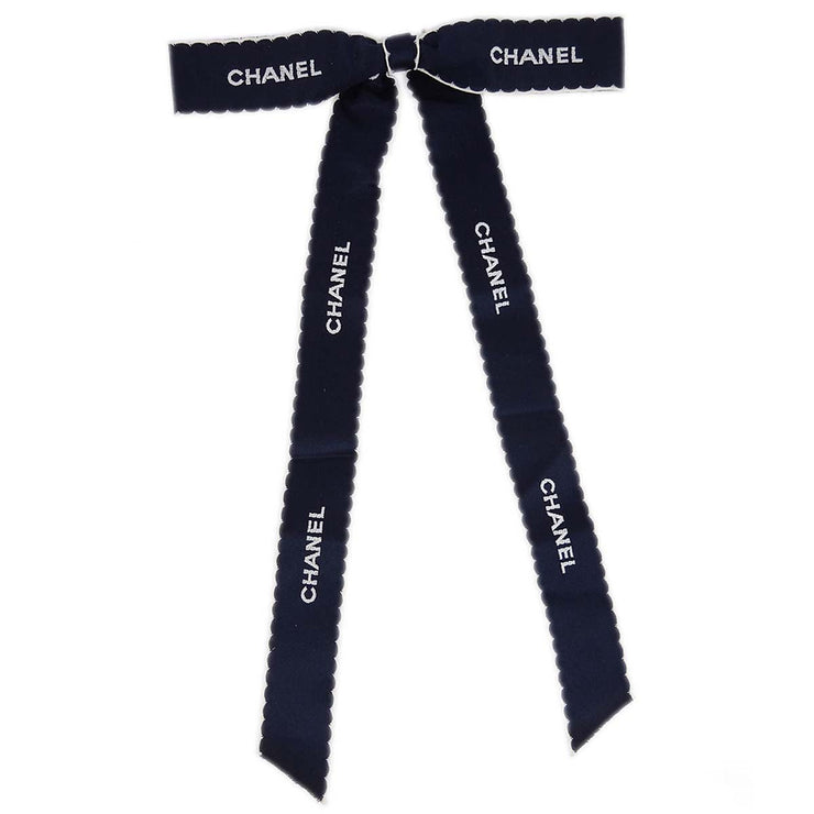 Chanel Bow Brooch Pin Navy