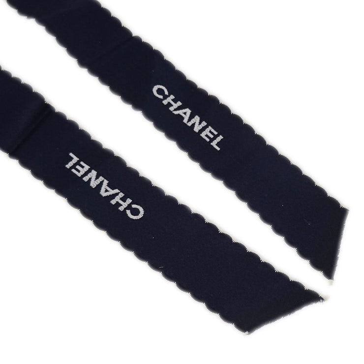 Chanel Bow Brooch Pin Navy