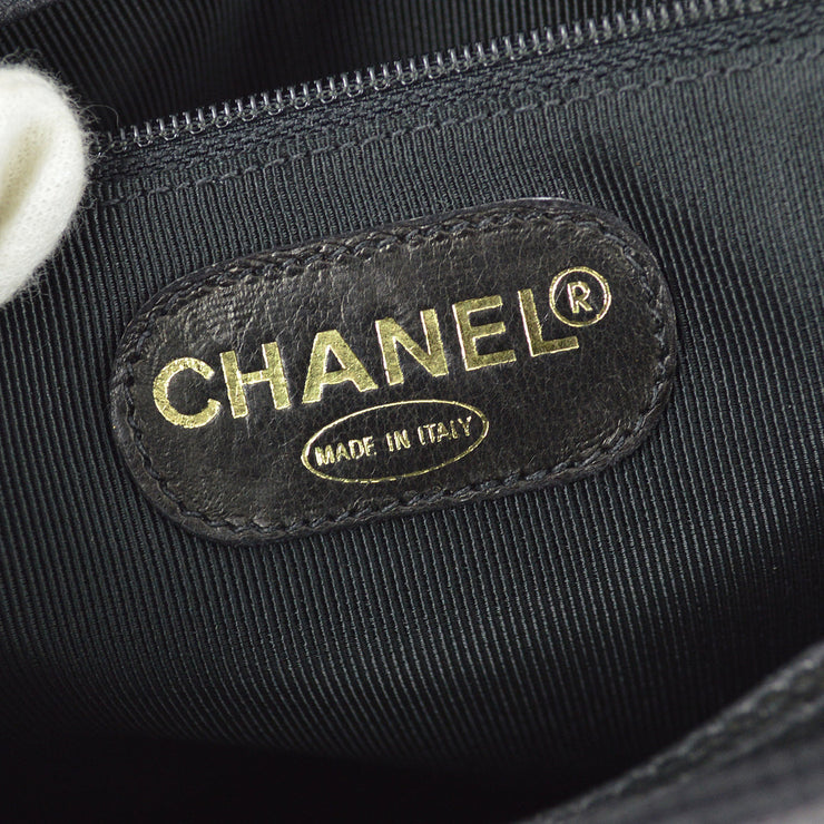 Chanel 1996-1997 Black Caviar Triple CC Shoulder Tote Bag
