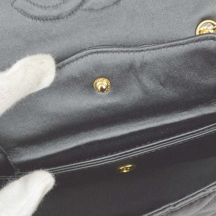 Chanel 1989-1991 Gray Satin Single Flap Shoulder Bag