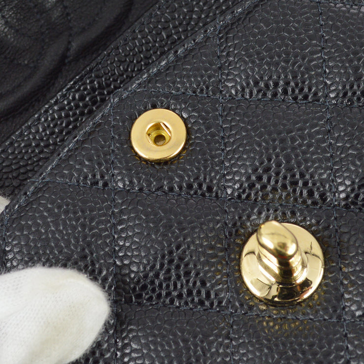 Chanel 2003-2004 Black Caviar Small Classic Double Flap Shoulder Bag