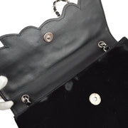 Chanel 2005-2006 Black Velvet Camelia Shoulder Bag