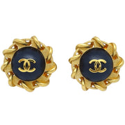 Chanel 1994 Gold & Black 'CC' Button Earrings