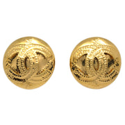 Chanel 1994 Gold Quilted 'CC' Round Earrings Small