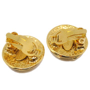 Chanel 1994 Gold Quilted 'CC' Round Earrings Small