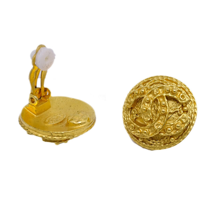 Chanel 1994 Gold 'CC' Filigree Earrings