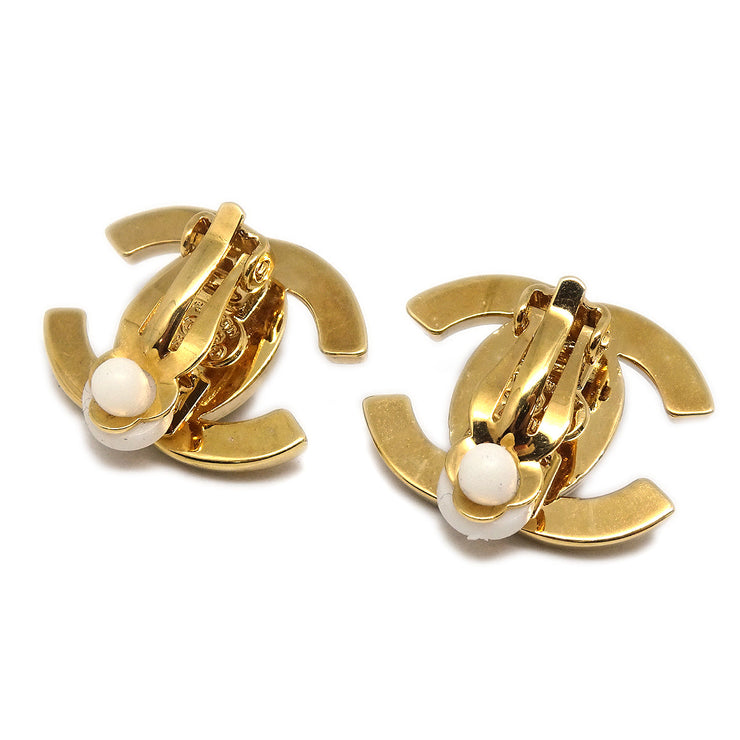 Chanel Turnlock Earrings Clip-On Gold Small 97P