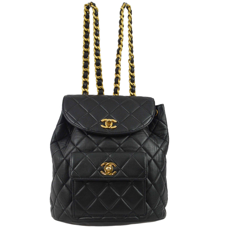 Chanel 1996-1997 Black Lambskin Large Duma Backpack