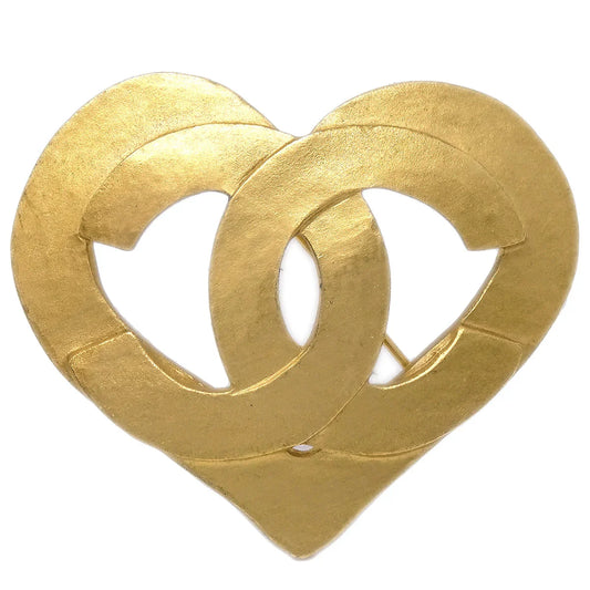 Chanel Heart Brooch Pin Gold 95P
