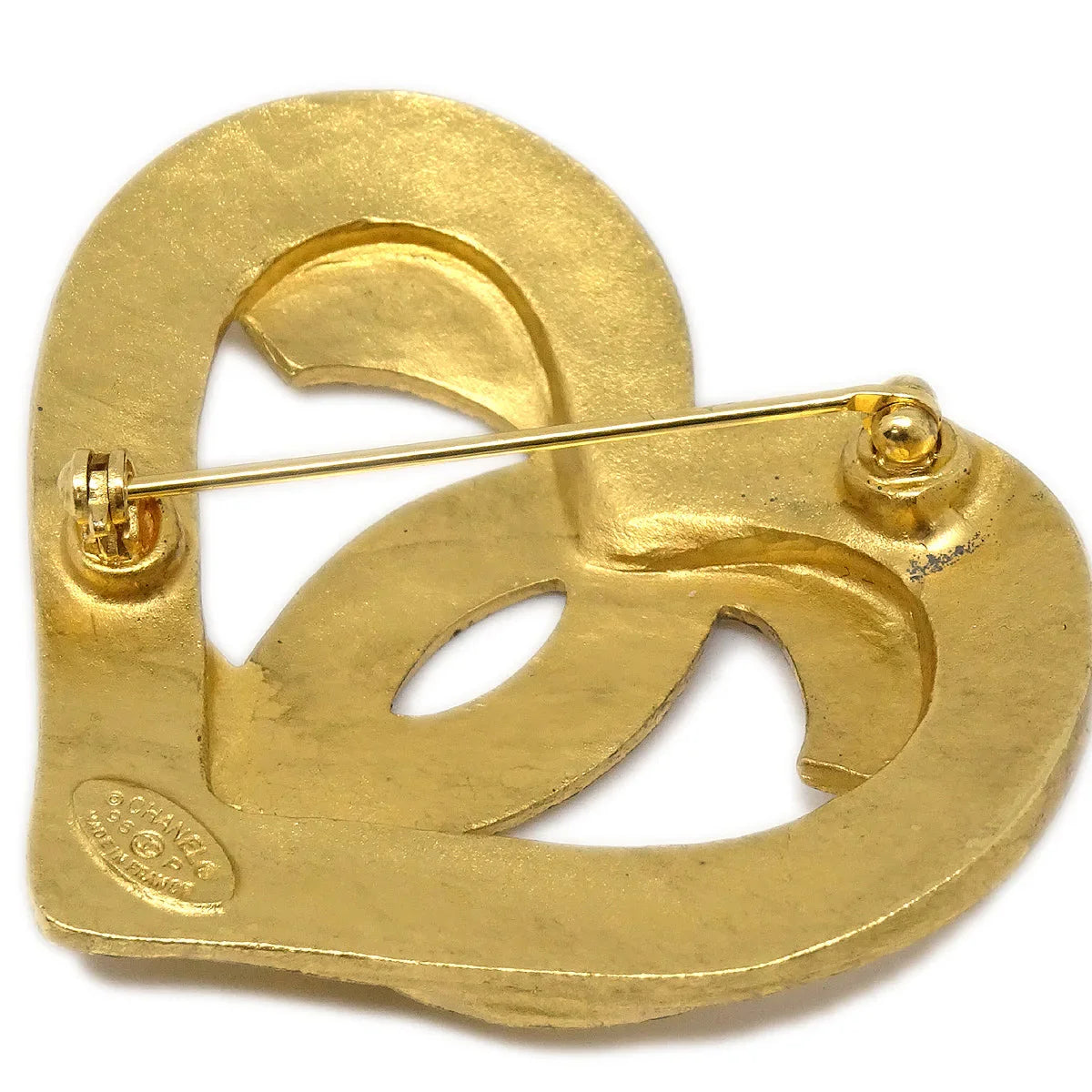 Chanel Heart Brooch Pin Gold 95P