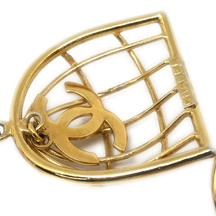 Chanel Birdcage Dangle Earrings Clip-On Gold