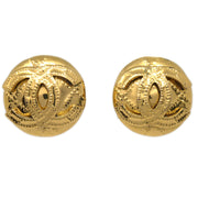 Chanel 1994 Gold Quilted 'CC' Round Earrings Large