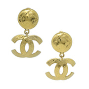 Chanel 1994 Quilted CC Dangle Earrings Clip-On Gold Small