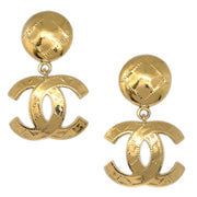 Chanel 1994 Quilted CC Dangle Earrings Clip-On Gold Small