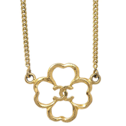 Chanel Clover Pendant Necklace Gold 1993