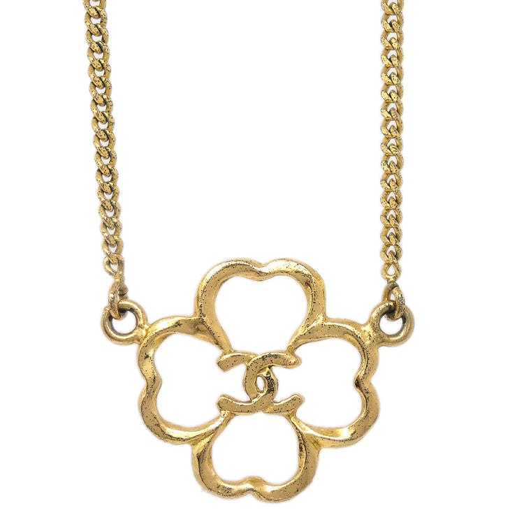 Chanel Vintage Golden Matelasse Camellia, Rose Flower Necklace | Chairish