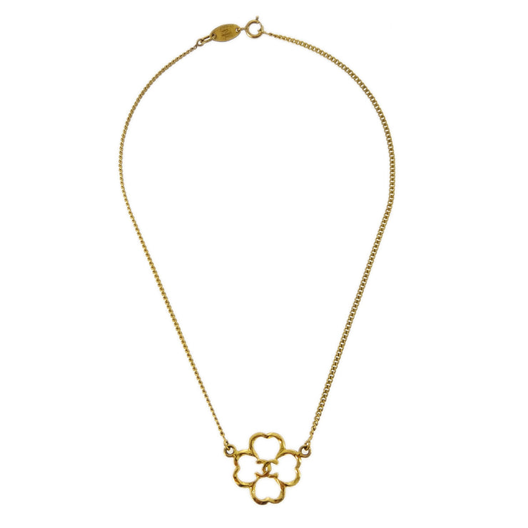 Chanel Clover Pendant Necklace Gold 1993