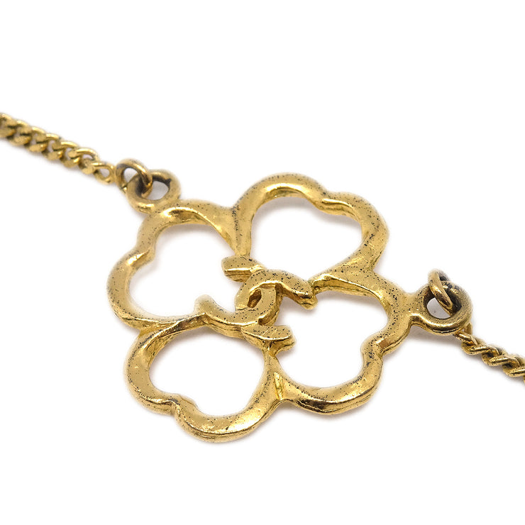 Chanel Clover Pendant Necklace Gold 1993