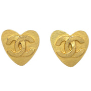 Chanel Heart Earrings Clip-On Gold 95P