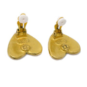 Chanel Heart Earrings Clip-On Gold 95P