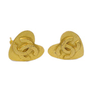 Chanel Heart Earrings Clip-On Gold 95P