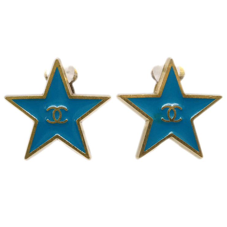 Chanel Star Earrings Clip-On Blue 01P