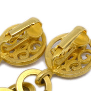 Chanel Heart Dangle Earrings Clip-On Gold 95P