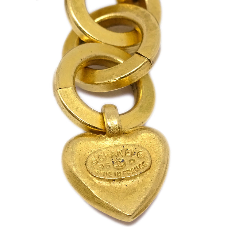 Chanel Heart Dangle Earrings Clip-On Gold 95P