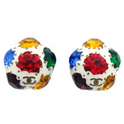 Chanel Stone Earrings White Clip-On 98P