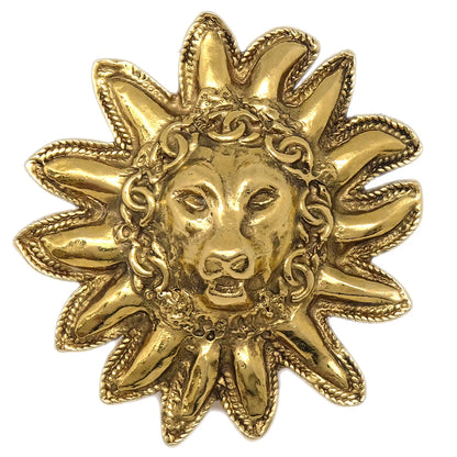 Chanel Lion Brooch Pin Gold 1133