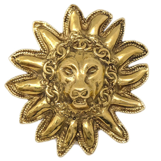 Chanel Lion Brooch Pin Gold 1133