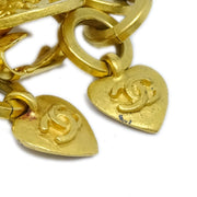 Chanel Heart Dangle Earrings Clip-On Gold 95P