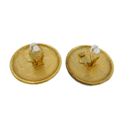 Chanel Button Earrings Gold Clip-On 93P