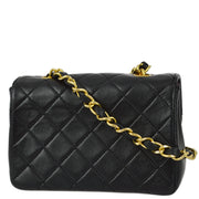 Chanel 1989-1991 Black Lambskin Straight Flap Bag
