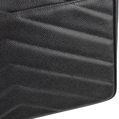 Chanel 1994-1996 Black Caviar Jumbo Chevron Letter Flap Bag