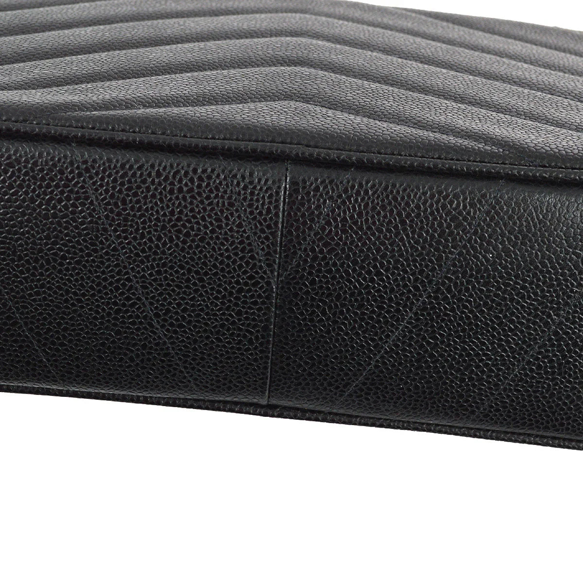 Chanel 1994-1996 Black Caviar Jumbo Chevron Letter Flap Bag