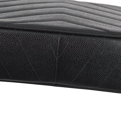 Chanel 1994-1996 Black Caviar Jumbo Chevron Letter Flap Bag
