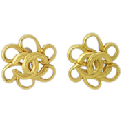 Chanel Flower Earrings Clip-On Gold 96P