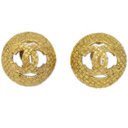 Chanel 1994 Woven CC Cutout Earrings Gold Clip-On