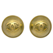 Chanel Button Earrings Gold Clip-On 94A