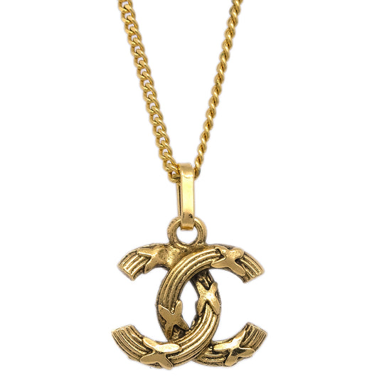 Chanel Mini CC Chain Pendant Necklace Gold 1982