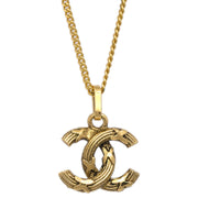 Chanel Mini CC Chain Pendant Necklace Gold 1982