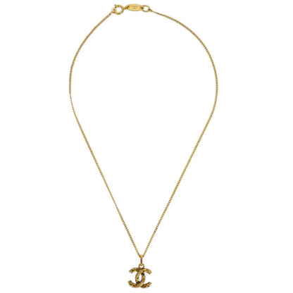 Chanel Mini CC Chain Pendant Necklace Gold 1982