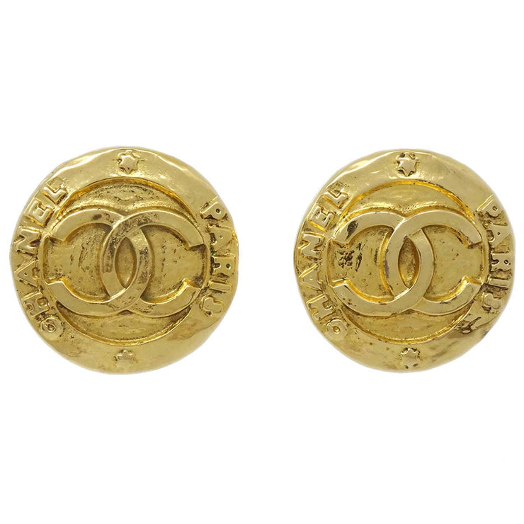 Chanel Button Earrings Gold Clip-On 2853/28