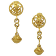 Chanel Bell Dangle Earrings Clip-On Gold 96P