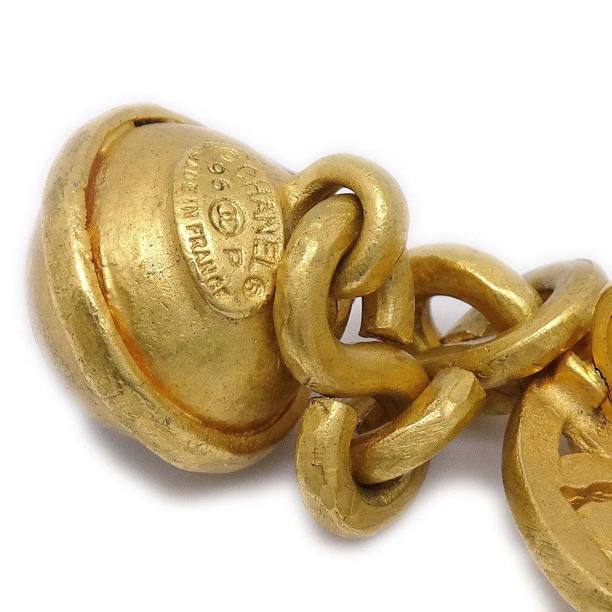 Chanel Bell Dangle Earrings Clip-On Gold 96P
