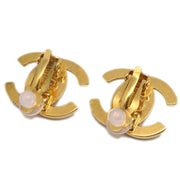 Chanel CC Turnlock Rhinestone Earrings Clip-On Gold Small 96A