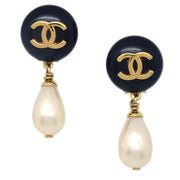 Chanel Artificial Pearl Dangle Earrings Clip-On 96P